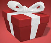 Red gift box with white bow